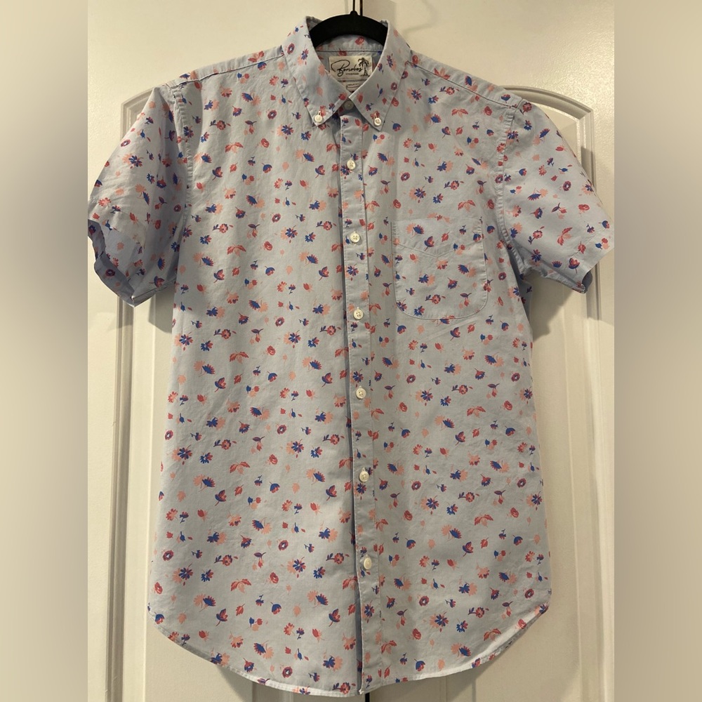 Bonobos M light blue short sleeve floral button down
